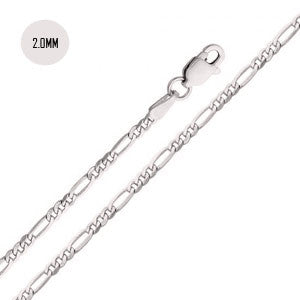 14K White Gold 050-2.0MM Fancy Figaro Link Chain with Lobster Clasp Closure