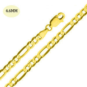 14K Yellow Gold 120-4.6MM Fancy Figaro Link Chain with Lobster Clasp Closure