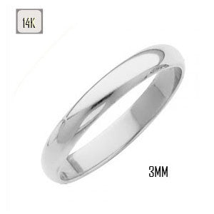 14K White Gold 3MM Traditional Classic Wedding Band