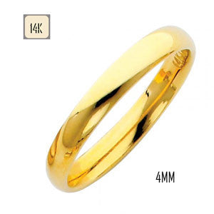 14K Yellow Gold 4MM Classic Comfort Fit Wedding Band