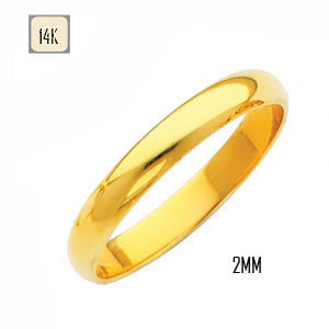14K Yellow Gold 2MM Traditional Classic Wedding Band