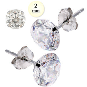 14K White Gold Stud Earring Aprx .10 Carat Total Weight, 2mm Each Round Simulated Diamond Earring. Set on High Quality Stamping Setting & Friction Style Post