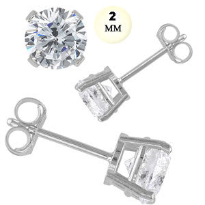 14K White Gold Stud Earring Aprx .24 Carat Total Weight, 2mm Each Round Simulated Diamond Earring. Set on High Quality Prong Setting & Friction Style Post