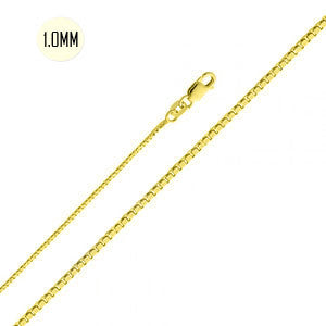 14K Yellow Gold 1.0 MM Box Link Chain with Lobster Clasp Closure