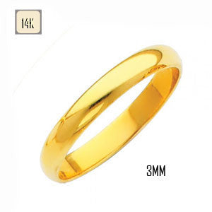 14K Yellow Gold 3MM Traditional Classic Wedding Band