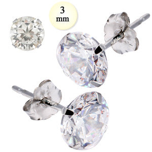 14K White Gold Stud Earring Aprx .24 Carat Total Weight, 3mm Each Round Simulated Diamond Earring. Set on High Quality Stamping Setting & Friction Style Post