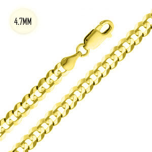14K Yellow Gold 120-4.7MM Cuban Curb Link Chain with Lobster Clasp Closure