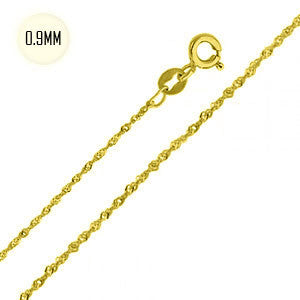 14K Yellow Gold 0.9MM Elegant Singapore Chain with Spring Ring Clasp Closure