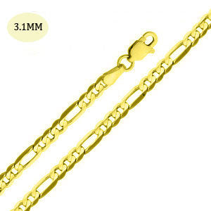 14K Yellow Gold 080-3.1MM Fancy Figaro Link Chain with Lobster Clasp Closure