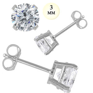 14K White Gold Stud Earring Aprx .24 Carat Total Weight, 3mm Each Round Simulated Diamond Earring. Set on High Quality Prong Setting & Friction Style Post