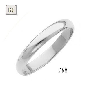 14K White Gold 5MM Traditional Classic Wedding Band