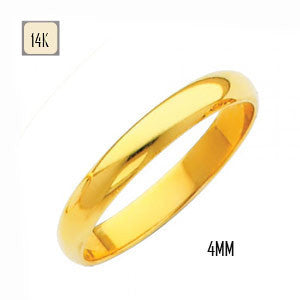 14K Yellow Gold 4MM Traditional Classic Wedding Band
