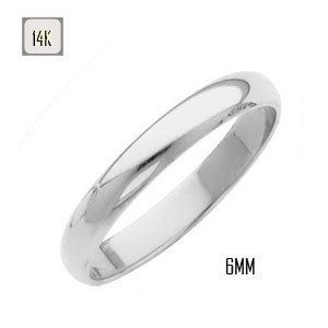 14K White Gold 6MM Traditional Classic Wedding Band