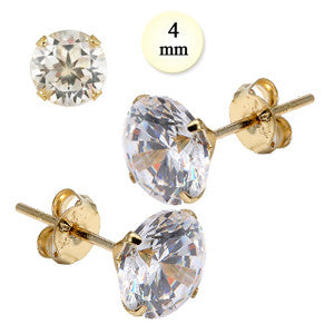 14K Yellow Gold Stud Earring Aprx .50 Carat Total Weight, 4mm Each Round Simulated Diamond Earring. Set on High Quality Stamping Setting & Friction Style Post