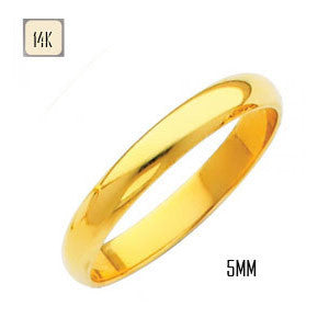 14K Yellow Gold 5MM Traditional Classic Wedding Band
