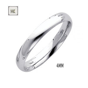 14K White Gold 4MM Classic Comfort Fit Wedding Band