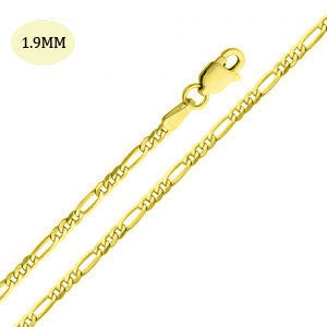 14K Yellow Gold 050-1.9MM Fancy Figaro Link Chain with Lobster Clasp Closure