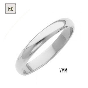 14K White Gold 7MM Traditional Classic Wedding Band