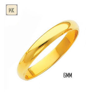 14K Yellow Gold 6MM Traditional Classic Wedding Band