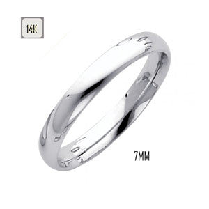 14K White Gold 7MM Classic Comfort Fit Wedding Band