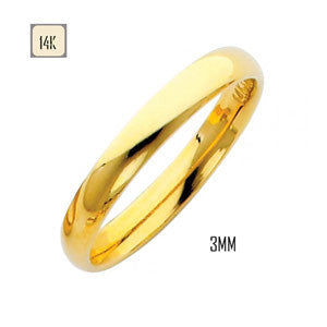 14K Yellow Gold 3MM Classic Comfort Fit Wedding Band