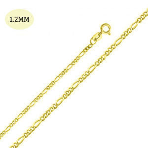 14K Yellow Gold 035-1.2MM Fancy Figaro Link Chain with Spring Ring Clasp Closure
