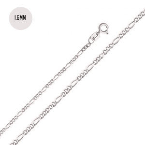 14K White Gold 035-1.6MM Fancy Figaro Link Chain with Spring Ring Clasp Closure