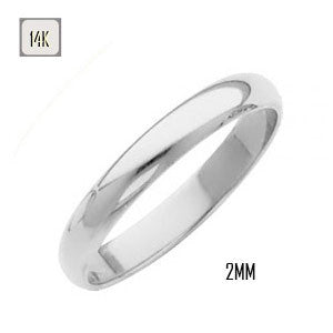 14K White Gold 2MM Traditional Classic Wedding Band