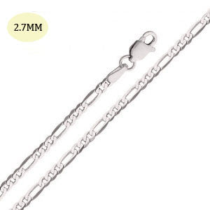14K White Gold 060-2.7MM Fancy Figaro Link Chain with Lobster Clasp Closure