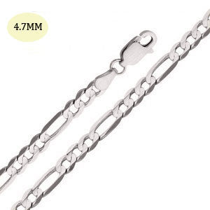 14K White Gold 120-4.7MM Fancy Figaro Link Chain with Lobster Clasp Closure