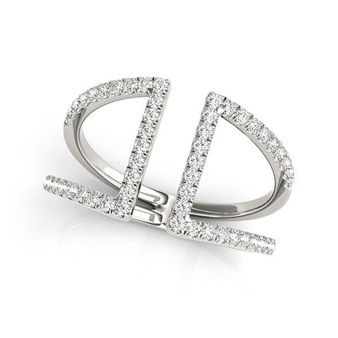 14K White Gold Open Style Dual Band Ring with Diamonds (1/2 ct. tw.)