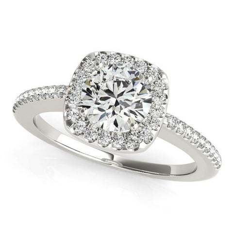 14K White Gold Round Pave Style Slim Shank Diamond Engagement Ring (1 1/8 ct. tw.)