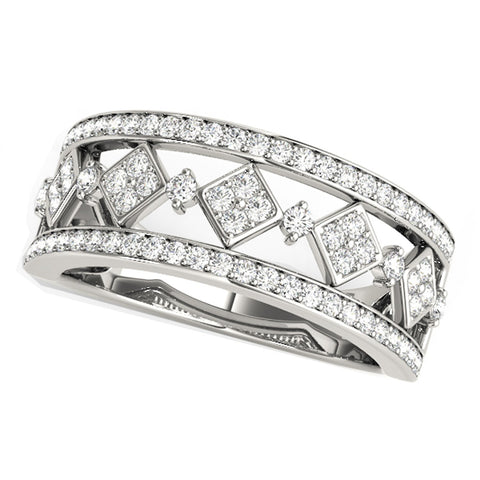 Diamond Studded Square Motif Ring in 14K White Gold (1/2 ct. tw.)