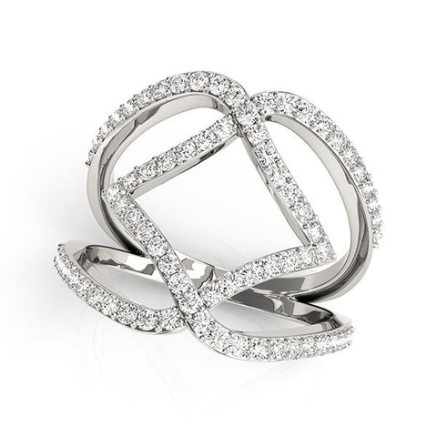 14K White Gold Entwined Design Diamond Dual Band Ring (3/4 ct. tw.)