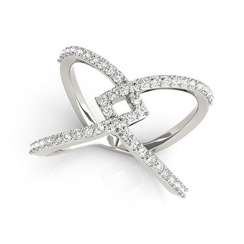 14K White Gold Fancy Entwined Design Diamond Ring (1/2 ct. tw.)