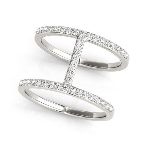 14K White Gold Dual Band Bridge Style Diamond Ring (3/8 ct. tw.)