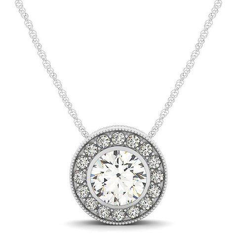 Diamond Halo with Center Bezel in 14K White Gold (5/8 ct. tw.)