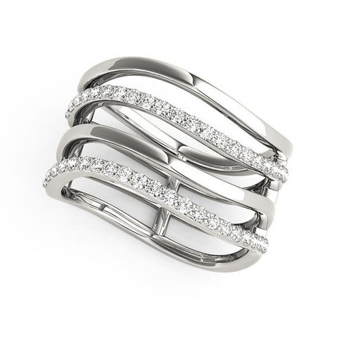 14K White Gold Multiple Band Design Ring with Diamonds (3/8 ct. tw.)