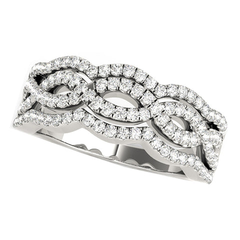 Diamond Studded Ring with Four Curves in 14K White Gold (5/8 ct. tw.)