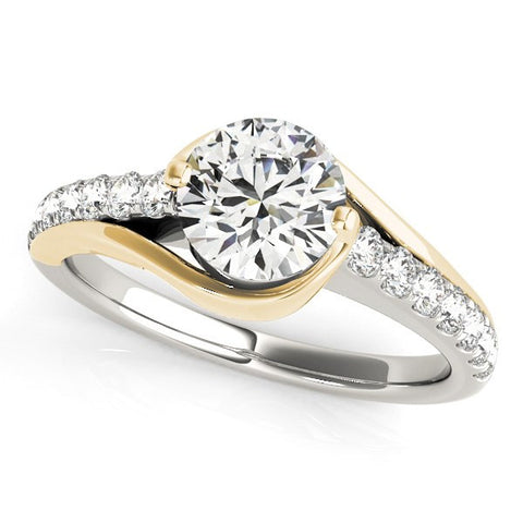 14K Two-Tone Gold Curved Split Shank Style Round Diamond Engagement Ring (1 1/4 ct. tw.)