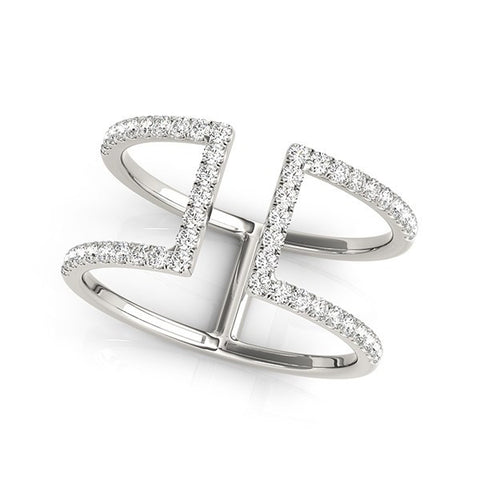 14K White Gold Modern Dual Band Style Diamond Ring (1/2 ct. tw.)