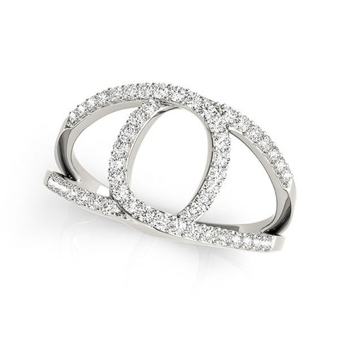 14K White Gold Diamond Loop Style Dual Band Ring (1/2 ct. tw.)
