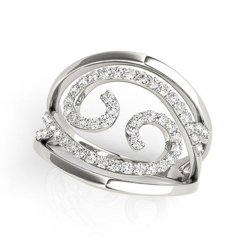 Swirl Design Diamond Ring in 14K White Gold (1/2 ct. tw.)
