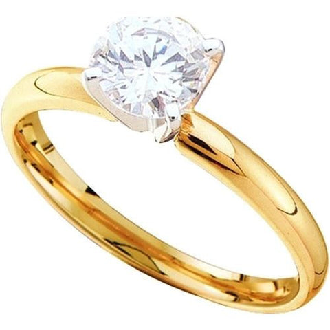 14KT Yellow Gold Two Tone 1-2-CTW ROUND DIAMOND SOLITAIRE. (EXCELLENT)