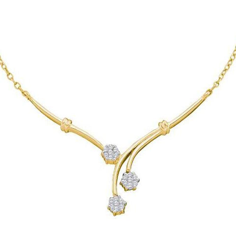 14KT Yellow Gold 0.25CT DIAMOND FLOWER NECKLACE