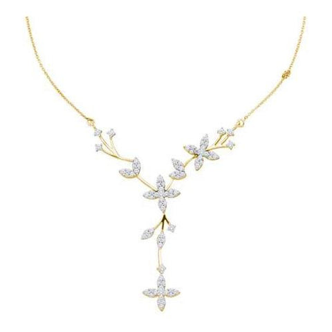 14KT Yellow Gold 2.00CT DIAMOND  FLOWER NECKLACE