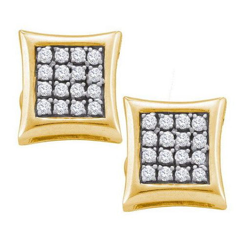 925 Sterling Silver Yellow 0.10CT  DIAMOND  MICRO PAVE EARRING