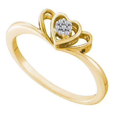 10K Yellow-gold 0.02CT DIAMOND  HEART RING
