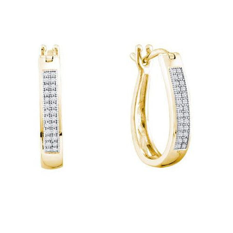 925 Sterling Silver Yellow 0.15CTW DIAMOND MICROPAVE HOOPS