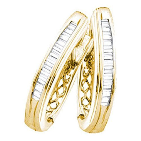 925 Sterling Silver Yellow 0.25CTW DIAMOND FASHION HOOPS